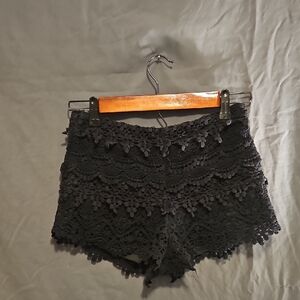 Black Lace Crochet Shorts